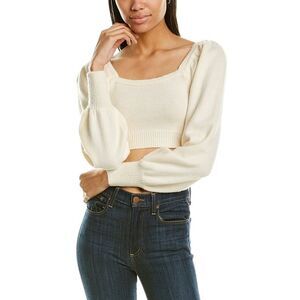 Kerrick Womens  Cropped Knit Sweater, White